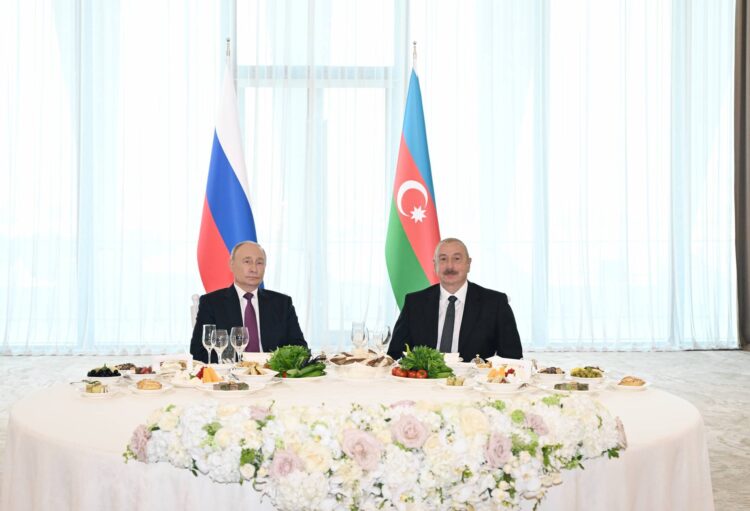 State reception was hosted by Ilham Aliyev in honor of Russian President Vladimir Putin.